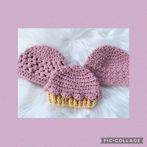 Set of 3 Baby Girl Crochet Hats Punk Yellow